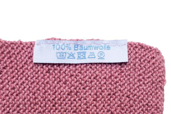 Knitted washcloth in old pink cotton width 22 cm 8,66 inch